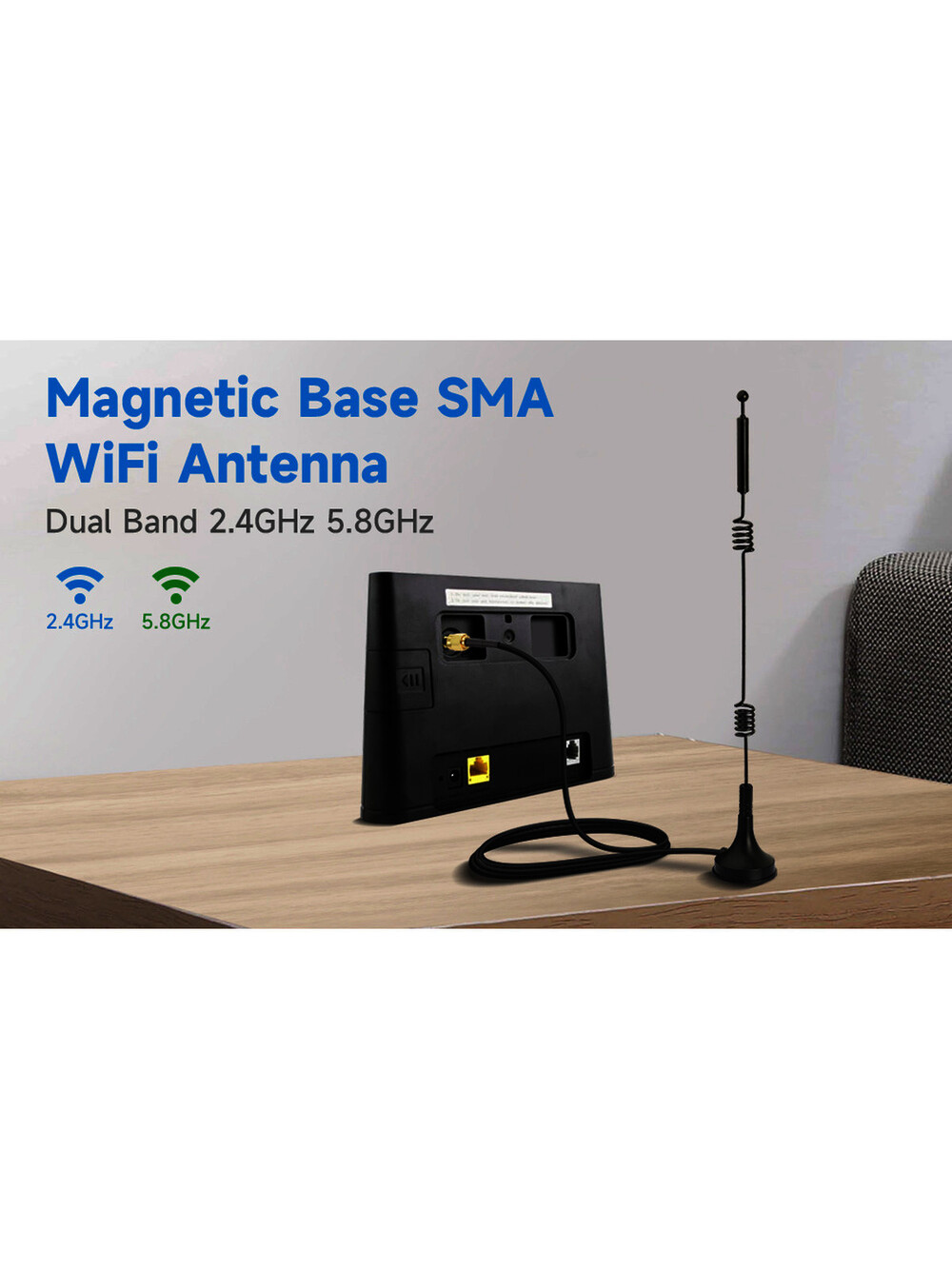 Bingfu Dual Band WiFi 2.4GHz 5GHz 5.8GHz 9dBi Magnetic Base SMA Male Antenna...
